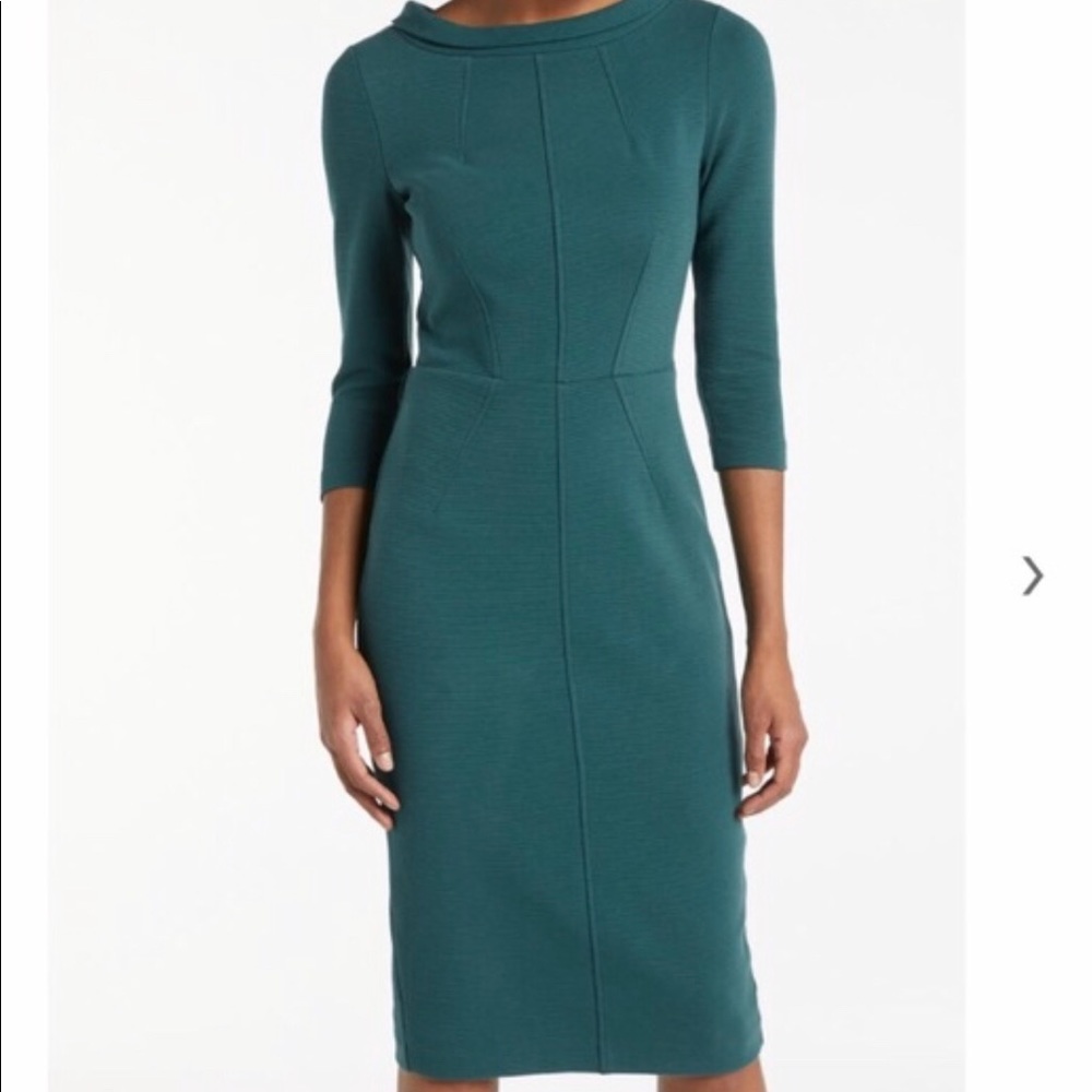 Boden Marisa Ottoman Evergreen Boatneck Dress.